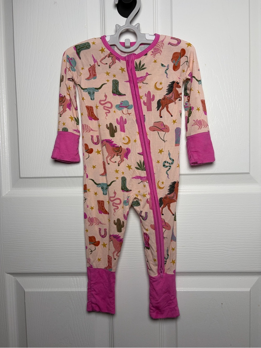 Little Sleepies Pink Rancher Roundup Convertible Zippy 3-6M Bamboo Pajamas